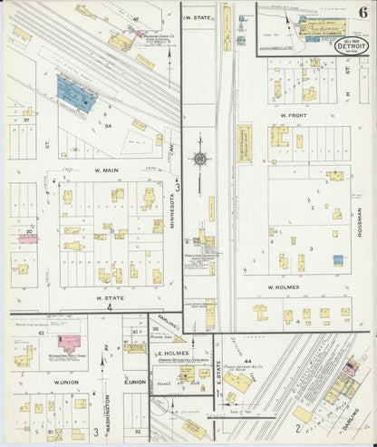 Sanborn Fire Insurance Map from Detroit Lakes, Becker County, Minnesota (1909), Sheet #0006 - Complete Map Set gallery image, historic Sanborn map, vintage wall art, Minnesota Minnesota