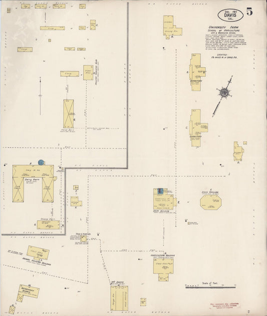 Sanborn Fire Insurance Map from Davis, Yolo County, California (1911), Sheet #0005 - Historic Sanborn Fire Insurance Map Print, vintage old map wall art, antique decor, genealogy gift, California California map