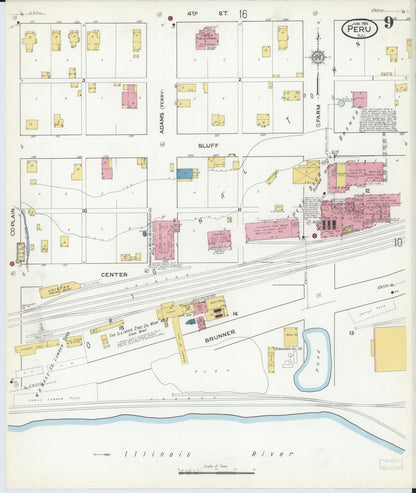 Sanborn Fire Insurance Map from Peru, La Salle County, Illinois (1916), Sheet #0009 - Complete Map Set gallery image, historic Sanborn map, vintage wall art, Illinois Illinois