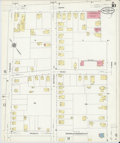 Sanborn Fire Insurance Map from Wallingford, New Haven County, Connecticut (1911), Sheet #0010 - Complete Map Set gallery image, historic Sanborn map, vintage wall art, Connecticut Connecticut
