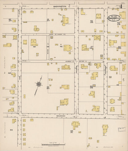 Sanborn Fire Insurance Map from Barnwell, Barnwell County, South Carolina (1922), Sheet #0004 - Complete Map Set gallery image, historic Sanborn map, vintage wall art, South Carolina South Carolina
