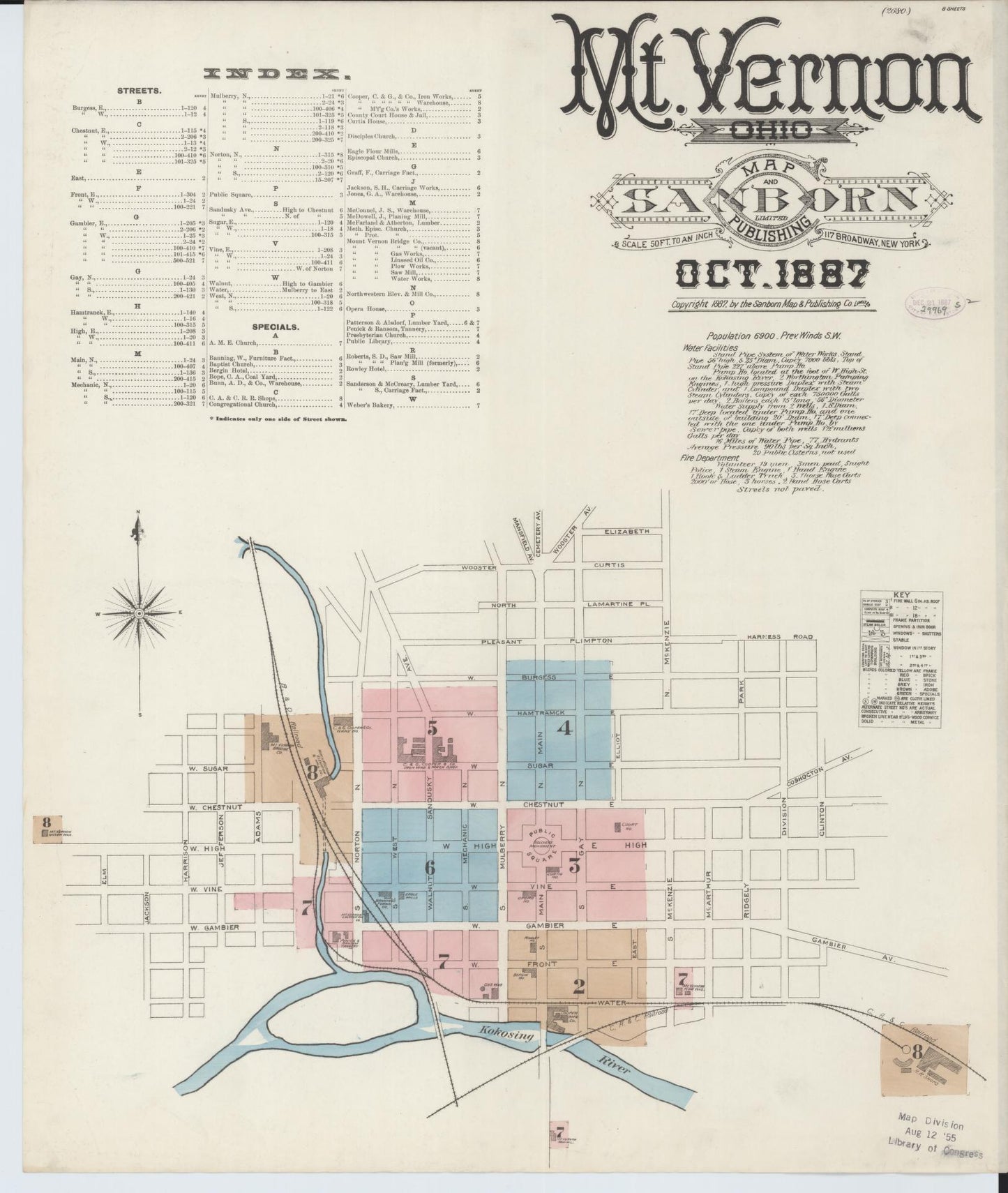 Sanborn Fire Insurance Map from Mount Vernon, Knox County, Ohio (1887), Sheet #0001 - Complete Map Set gallery image, historic Sanborn map, vintage wall art, Ohio Ohio