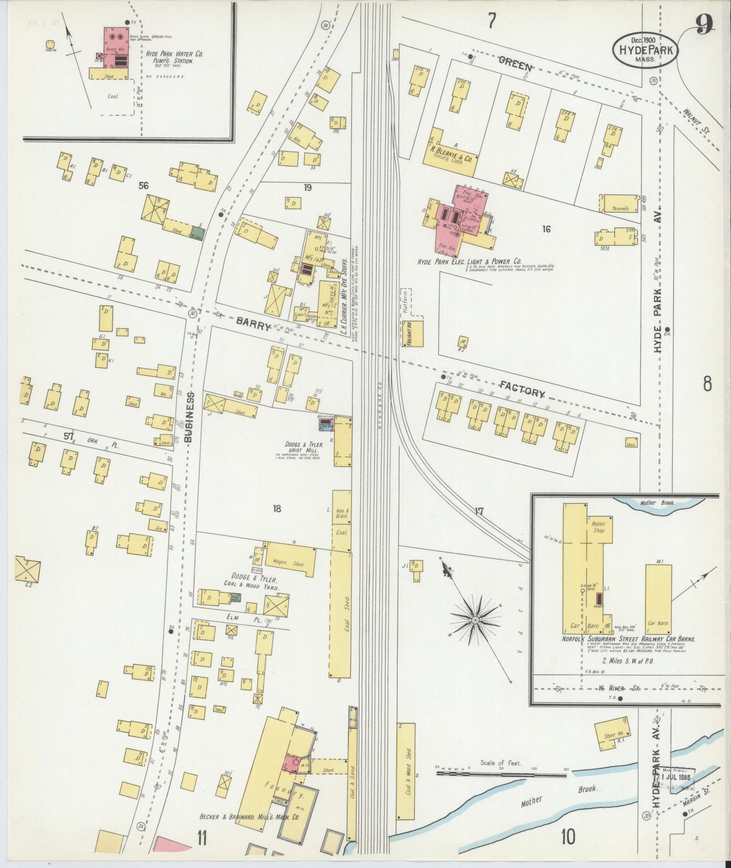 Sanborn Fire Insurance Map from Hyde Park, Norfolk County, Massachusetts (1900), Sheet #0009 - Complete Map Set gallery image, historic Sanborn map, vintage wall art, Massachusetts Massachusetts