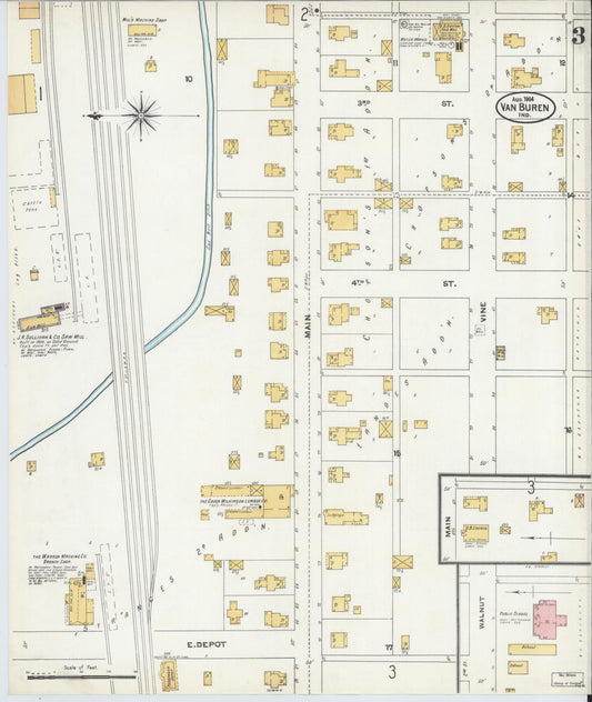 Sanborn Fire Insurance Map from Van Buren, Grant County, Indiana (1904), Sheet #0003 - Historic Sanborn Fire Insurance Map Print, vintage old map wall art, antique decor, genealogy gift, Indiana Indiana map