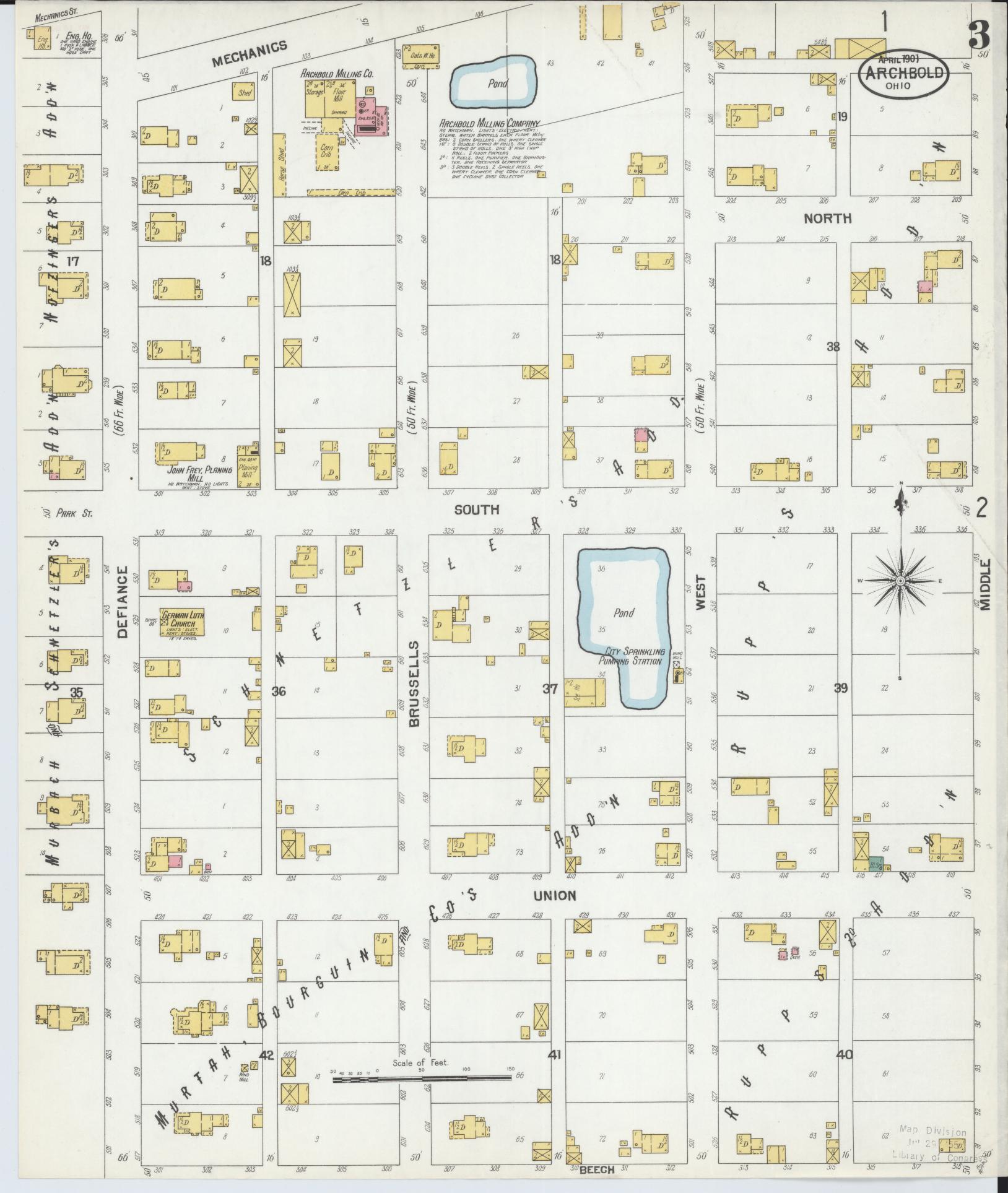 Sanborn Fire Insurance Map from Archbold, Fulton County, Ohio (1901), Sheet #0003 - Complete Map Set gallery image, historic Sanborn map, vintage wall art, Ohio Ohio