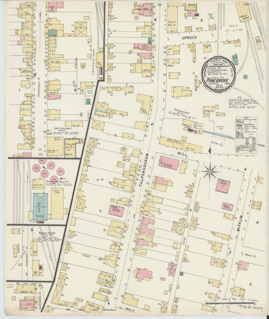 Sanborn Fire Insurance Map from Pine Grove, Schuylkill County, Pennsylvania (1896), Sheet #0001 - Historic Sanborn Fire Insurance Map Print, vintage old map wall art, antique decor, genealogy gift, Pennsylvania Pennsylvania map