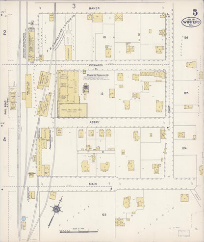 Sanborn Fire Insurance Map from Winters, Yolo County, California (1911), Sheet #0005 - Complete Map Set gallery image, historic Sanborn map, vintage wall art, California California