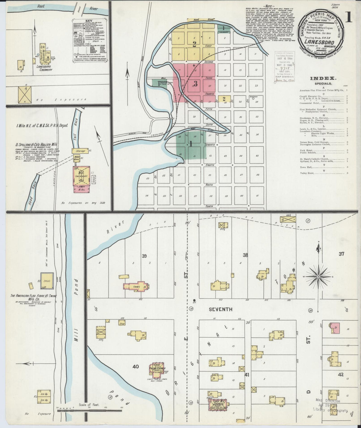 Sanborn Fire Insurance Map from Lanesboro, Fillmore County, Minnesota (1900), Sheet #0001 - Complete Map Set gallery image, historic Sanborn map, vintage wall art, Minnesota Minnesota