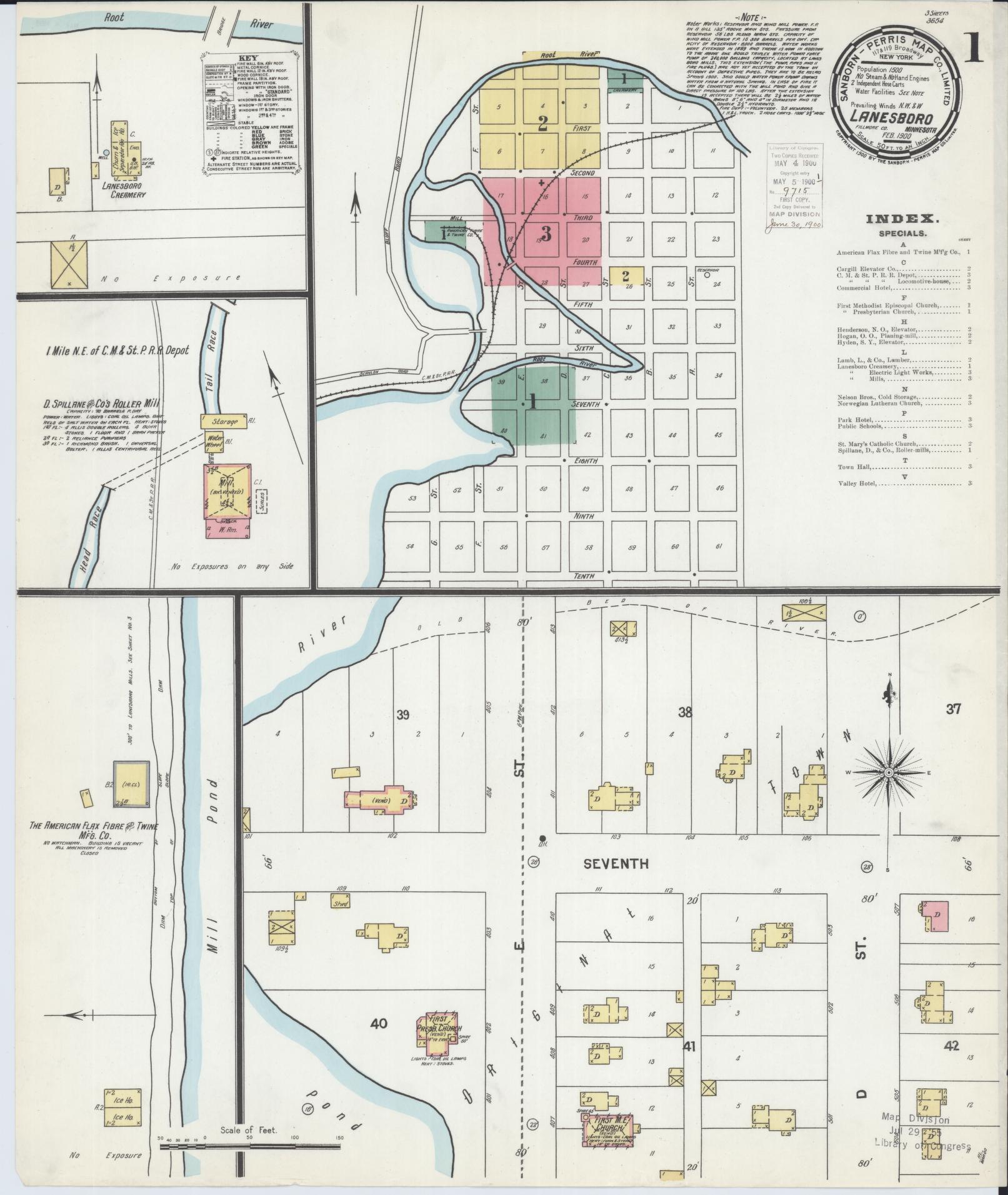 Sanborn Fire Insurance Map from Lanesboro, Fillmore County, Minnesota (1900), Sheet #0001 - Complete Map Set gallery image, historic Sanborn map, vintage wall art, Minnesota Minnesota