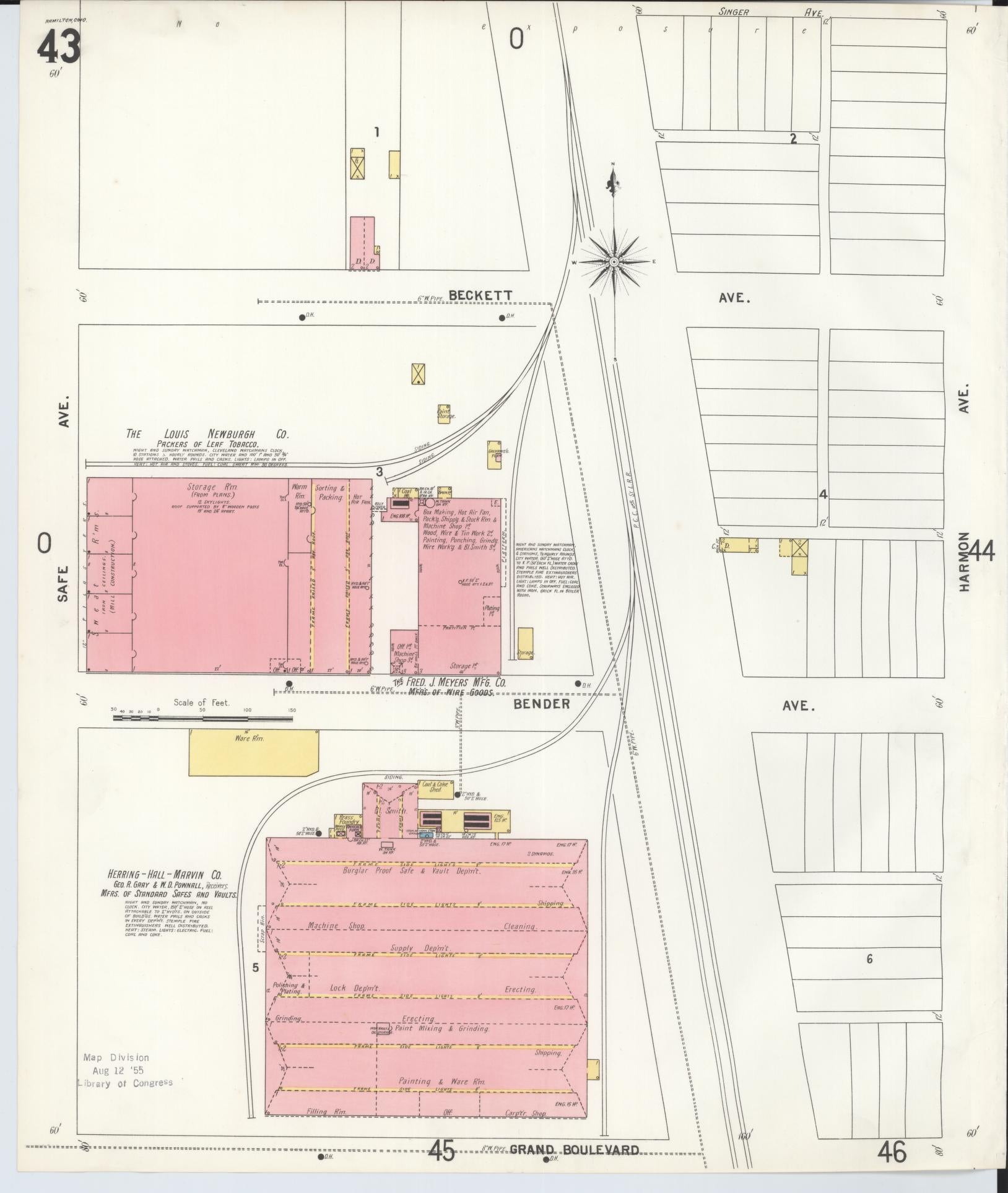Sanborn Fire Insurance Map from Hamilton, Butler County, Ohio (1899), Sheet #0043 - Historic Sanborn Fire Insurance Map Print, vintage old map wall art, antique decor, genealogy gift, Ohio Ohio map