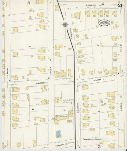 Sanborn Fire Insurance Map from Sumter, Sumter County, South Carolina (1912), Sheet #0021 - Complete Map Set gallery image, historic Sanborn map, vintage wall art, South Carolina South Carolina