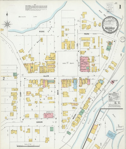 Sanborn Fire Insurance Map from Galesville, Trempealeau County, Wisconsin (1900), Sheet #0001 - Complete Map Set gallery image, historic Sanborn map, vintage wall art, Wisconsin Wisconsin