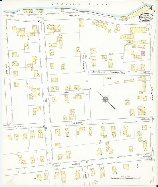 Sanborn Fire Insurance Map from Hardwick, Caledonia County, Vermont (1912), Sheet #0004 - Historic Sanborn Fire Insurance Map Print, vintage old map wall art, antique decor, genealogy gift, Vermont Vermont map