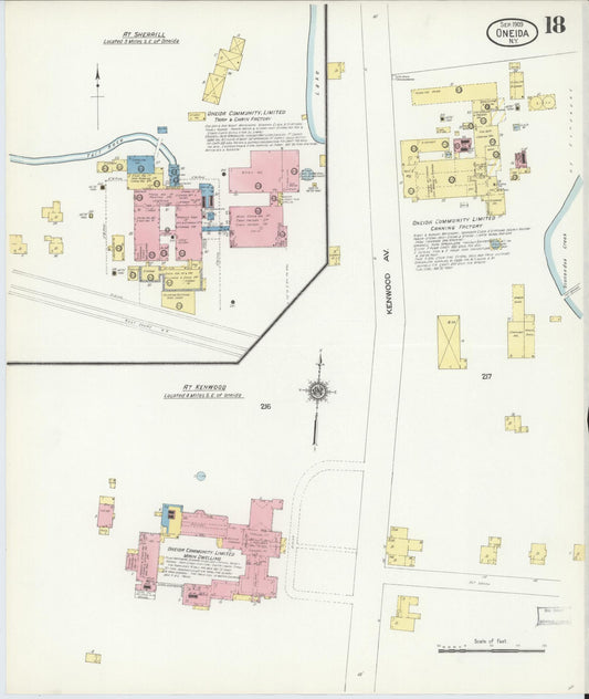 Sanborn Fire Insurance Map from Oneida, Madison County, New York (1909), Sheet #0018 - Historic Sanborn Fire Insurance Map Print, vintage old map wall art, antique decor, genealogy gift, New York New York map