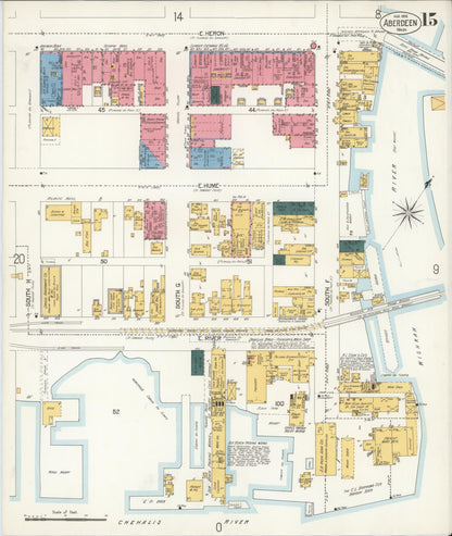 Sanborn Fire Insurance Map from Aberdeen, Grays Harbor County, Washington (1906), Sheet #0015 - Complete Map Set gallery image, historic Sanborn map, vintage wall art, Washington Washington
