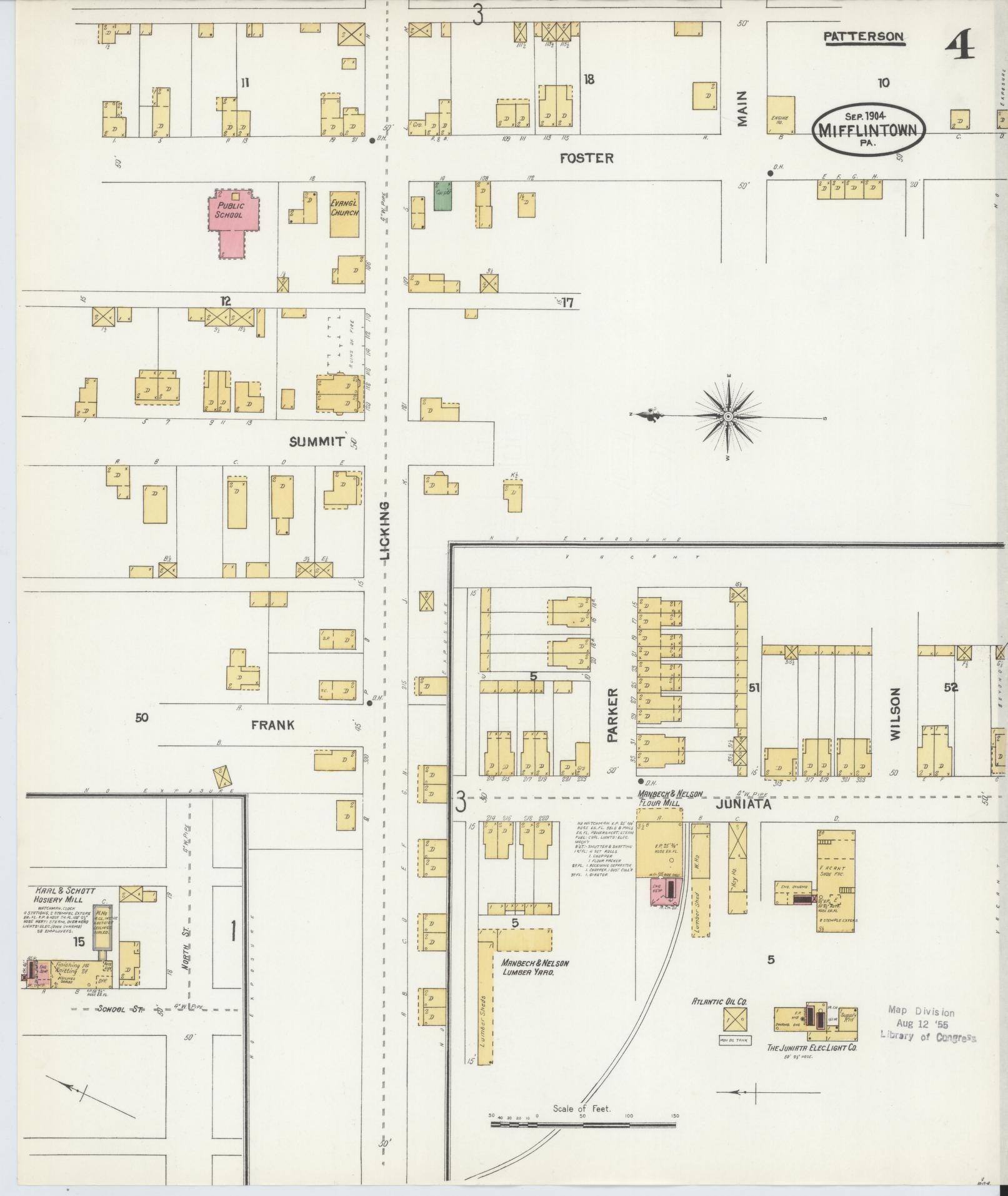 Sanborn Fire Insurance Map from Mifflintown, Juniata County, Pennsylvania (1904), Sheet #0004 - Historic Sanborn Fire Insurance Map Print, vintage old map wall art, antique decor, genealogy gift, Pennsylvania Pennsylvania map