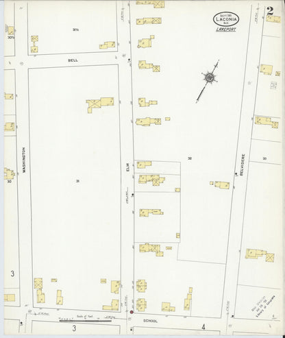 Sanborn Fire Insurance Map from Laconia, Belknap County, New Hampshire (1911), Sheet #0002 - Complete Map Set gallery image, historic Sanborn map, vintage wall art, New Hampshire New Hampshire