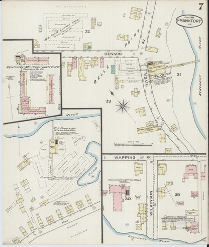Sanborn Fire Insurance Map from Frankfort, Franklin County, Kentucky (1886), Sheet #0007 - Complete Map Set gallery image, historic Sanborn map, vintage wall art, Kentucky Kentucky