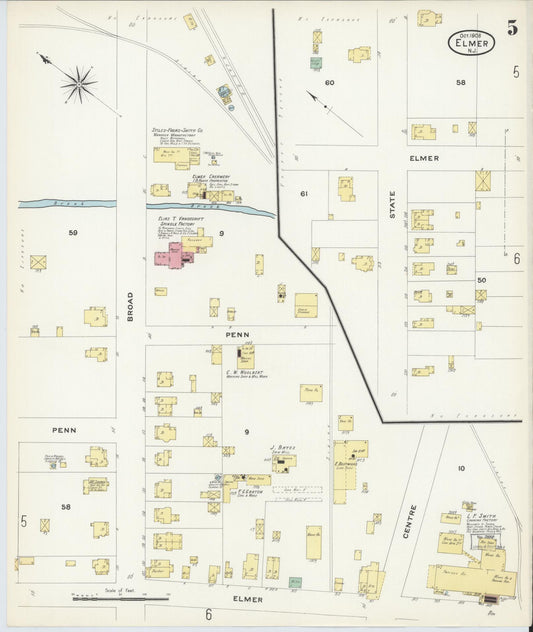 Sanborn Fire Insurance Map from Elmer, Salem County, New Jersey (1908), Sheet #0005 - Historic Sanborn Fire Insurance Map Print, vintage old map wall art, antique decor, genealogy gift, New Jersey New Jersey map