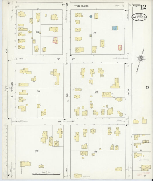 Sanborn Fire Insurance Map from Westfield, Chautauqua County, New York (1912), Sheet #0012 - Historic Sanborn Fire Insurance Map Print, vintage old map wall art, antique decor, genealogy gift, New York New York map