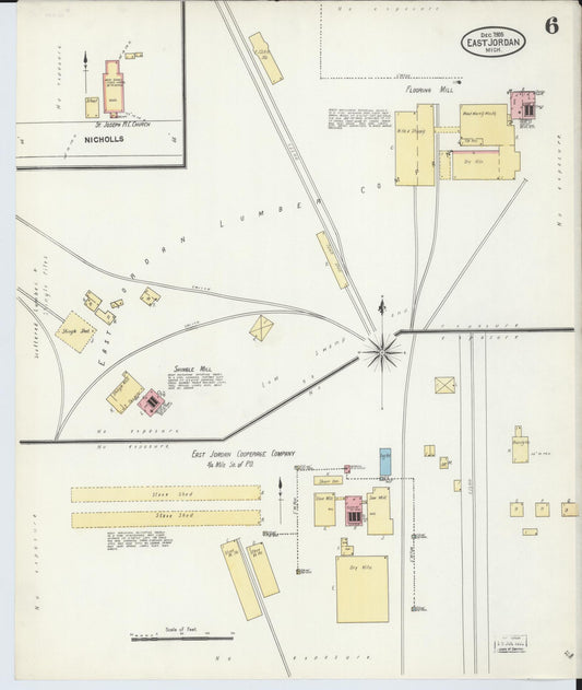 Sanborn Fire Insurance Map from East Jordan, Charlevoix County, Michigan (1905), Sheet #0006 - Historic Sanborn Fire Insurance Map Print, vintage old map wall art, antique decor, genealogy gift, Michigan Michigan map