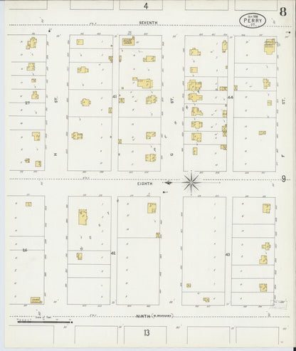Sanborn Fire Insurance Map from Perry, Noble County, Oklahoma (1898), Sheet #0008 - Complete Map Set gallery image, historic Sanborn map, vintage wall art, Oklahoma Oklahoma