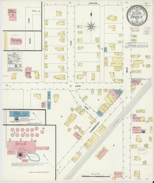 Sanborn Fire Insurance Map from Angola, Erie County, New York (1907), Sheet #0001 - Historic Sanborn Fire Insurance Map Print, vintage old map wall art, antique decor, genealogy gift, New York New York map