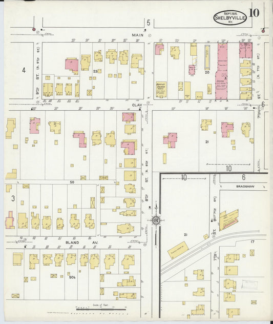 Sanborn Fire Insurance Map from Shelbyville, Shelby County, Kentucky (1916), Sheet #0010 - Historic Sanborn Fire Insurance Map Print, vintage old map wall art, antique decor, genealogy gift, Kentucky Kentucky map