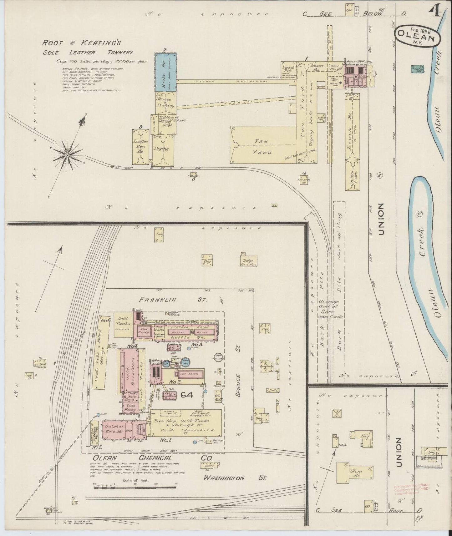 Sanborn Fire Insurance Map from Olean, Cattaraugus County, New York (1886), Sheet #0004 - Complete Map Set gallery image, historic Sanborn map, vintage wall art, New York New York