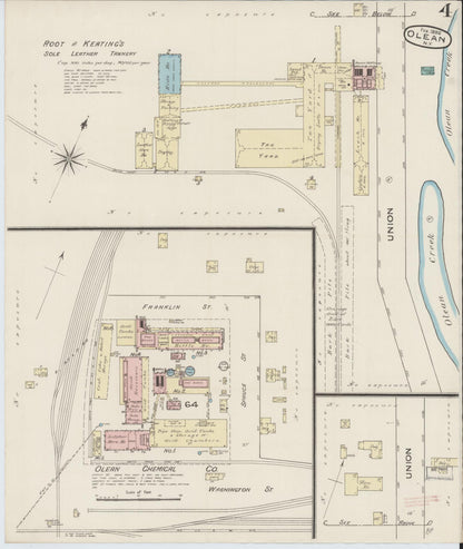 Sanborn Fire Insurance Map from Olean, Cattaraugus County, New York (1886), Sheet #0004 - Complete Map Set gallery image, historic Sanborn map, vintage wall art, New York New York