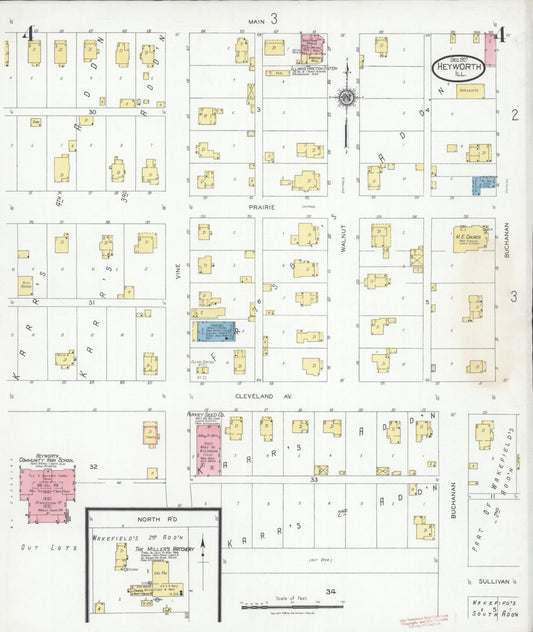 Sanborn Fire Insurance Map from Heyworth, McLean County, Illinois (1927), Sheet #0004 - Historic Sanborn Fire Insurance Map Print, vintage old map wall art, antique decor, genealogy gift, Illinois Illinois map