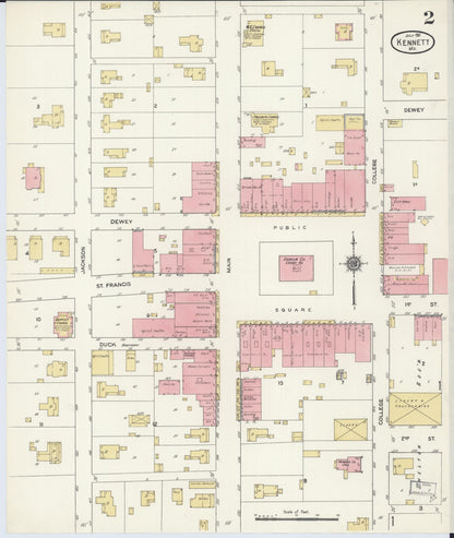 Sanborn Fire Insurance Map from Kennett, Dunklin County, Missouri (1911), Sheet #0002 - Historic Sanborn Fire Insurance Map Print, vintage old map wall art, antique decor, genealogy gift, Missouri Missouri map