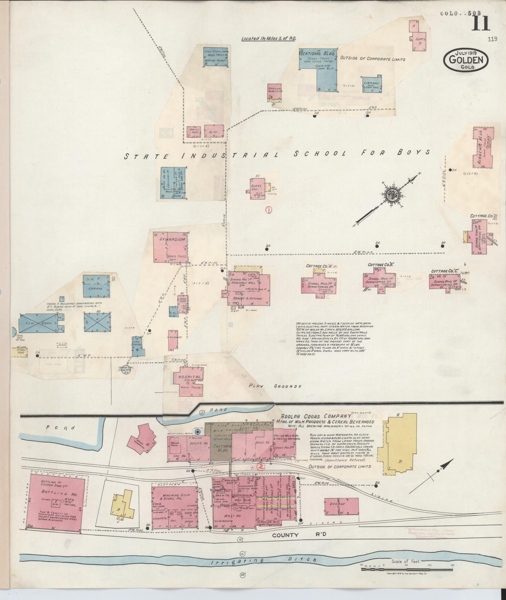 Sanborn Fire Insurance Map from Golden, Jefferson County, Colorado (1938), Sheet #0011 - Historic Sanborn Fire Insurance Map Print, vintage old map wall art, antique decor, genealogy gift, Colorado Colorado map