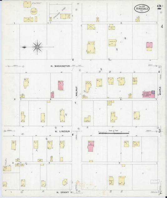 Sanborn Fire Insurance Map from Hinsdale, Du Page And Cook Counties, Illinois (1909), Sheet #0002 - Historic Sanborn Fire Insurance Map Print, vintage old map wall art, antique decor, genealogy gift, Illinois Illinois map