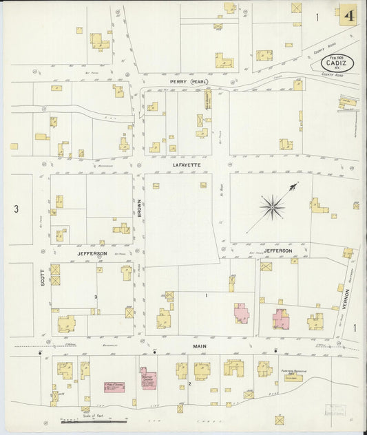 Sanborn Fire Insurance Map from Cadiz, Trigg County, Kentucky (1909), Sheet #0004 - Historic Sanborn Fire Insurance Map Print, vintage old map wall art, antique decor, genealogy gift, Kentucky Kentucky map