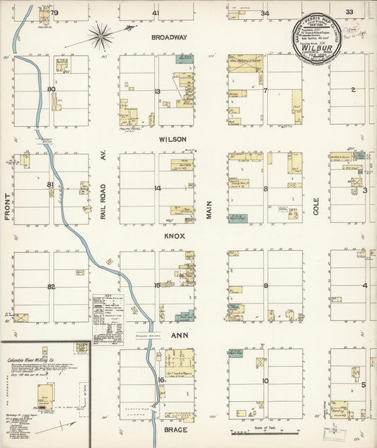 Sanborn Fire Insurance Map from Wilbur, Lincoln County, Washington (1894), Sheet #0001 - Historic Sanborn Fire Insurance Map Print, vintage old map wall art, antique decor, genealogy gift, Washington Washington map