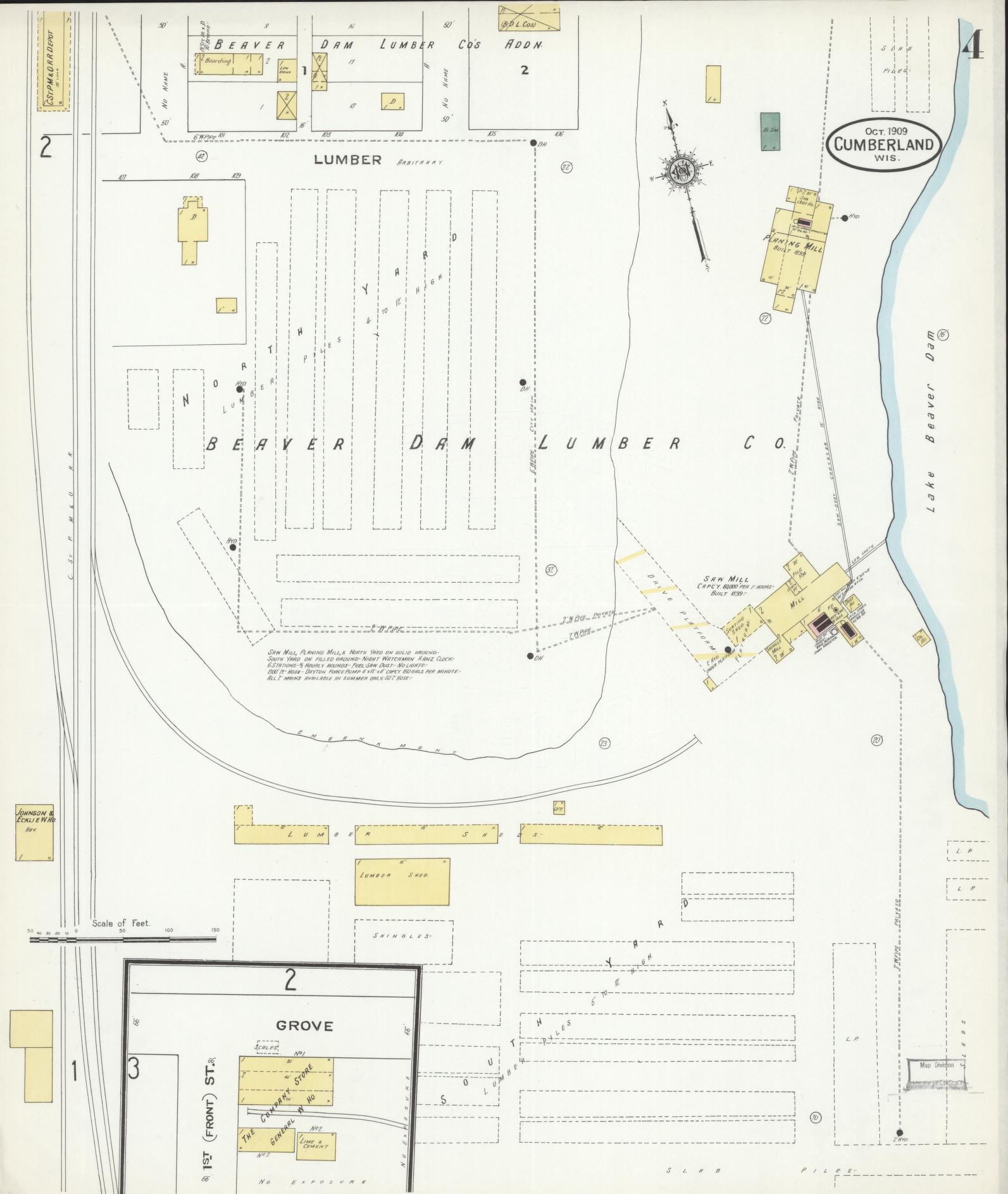 Sanborn Fire Insurance Map from Cumberland, Barron County, Wisconsin (1909), Sheet #0004 - Complete Map Set gallery image, historic Sanborn map, vintage wall art, Wisconsin Wisconsin