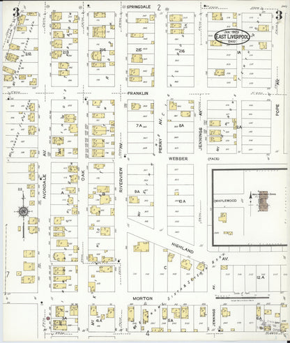Sanborn Fire Insurance Map from East Liverpool, Columbiana County, Ohio (1923), Sheet #0003 - Historic Sanborn Fire Insurance Map Print, vintage old map wall art, antique decor, genealogy gift, Ohio Ohio map