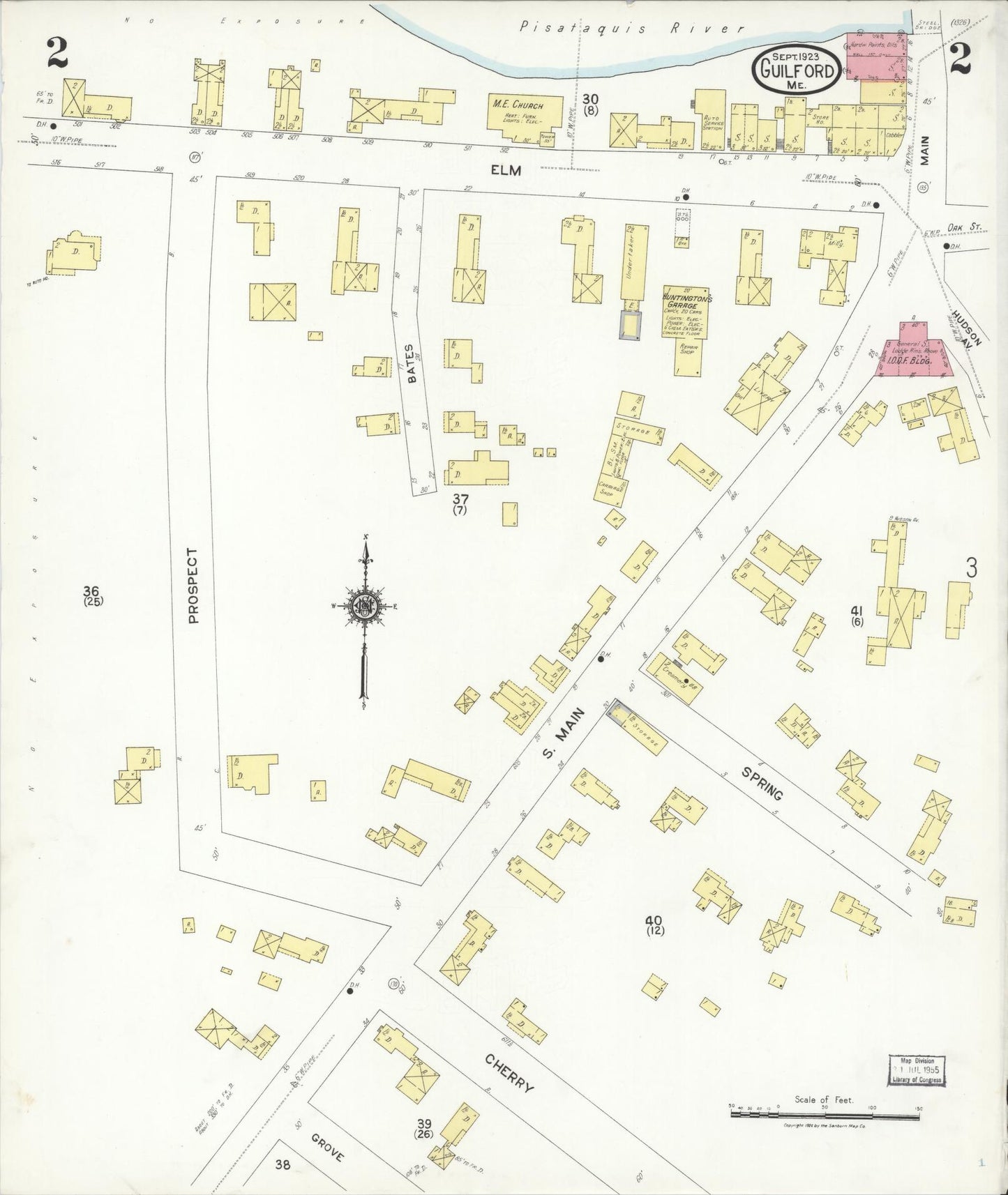 Sanborn Fire Insurance Map from Guilford, Piscataquis County, Maine (1923), Sheet #0002 - Historic Sanborn Fire Insurance Map Print, vintage old map wall art, antique decor, genealogy gift, Maine Maine map