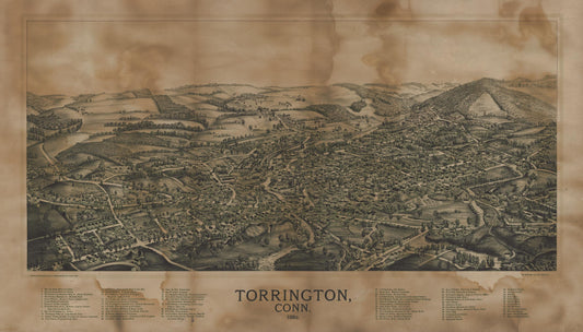 Torrington, Conn. : 1889 (1889) – Historic Bird’s-Eye View Panorama Print