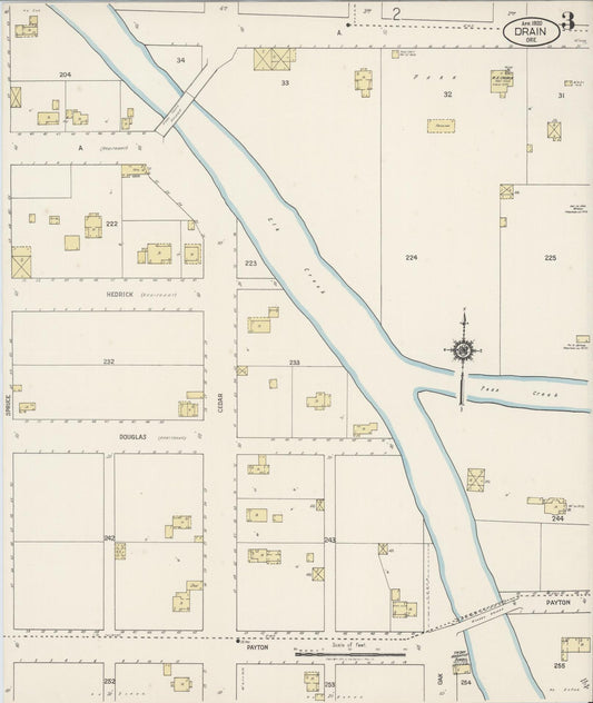 Sanborn Fire Insurance Map from Drain, Douglas County, Oregon (1920), Sheet #0003 - Historic Sanborn Fire Insurance Map Print, vintage old map wall art, antique decor, genealogy gift, Oregon Oregon map