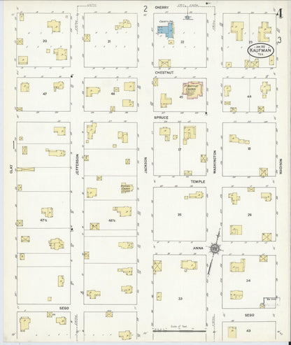 Sanborn Fire Insurance Map from Kaufman, Kaufman County, Texas (1912), Sheet #0004 - Complete Map Set gallery image, historic Sanborn map, vintage wall art, Texas Texas