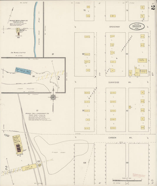 Sanborn Fire Insurance Map from Bridger, Carbon County, Montana (1916), Sheet #0002 - Historic Sanborn Fire Insurance Map Print, vintage old map wall art, antique decor, genealogy gift, Montana Montana map