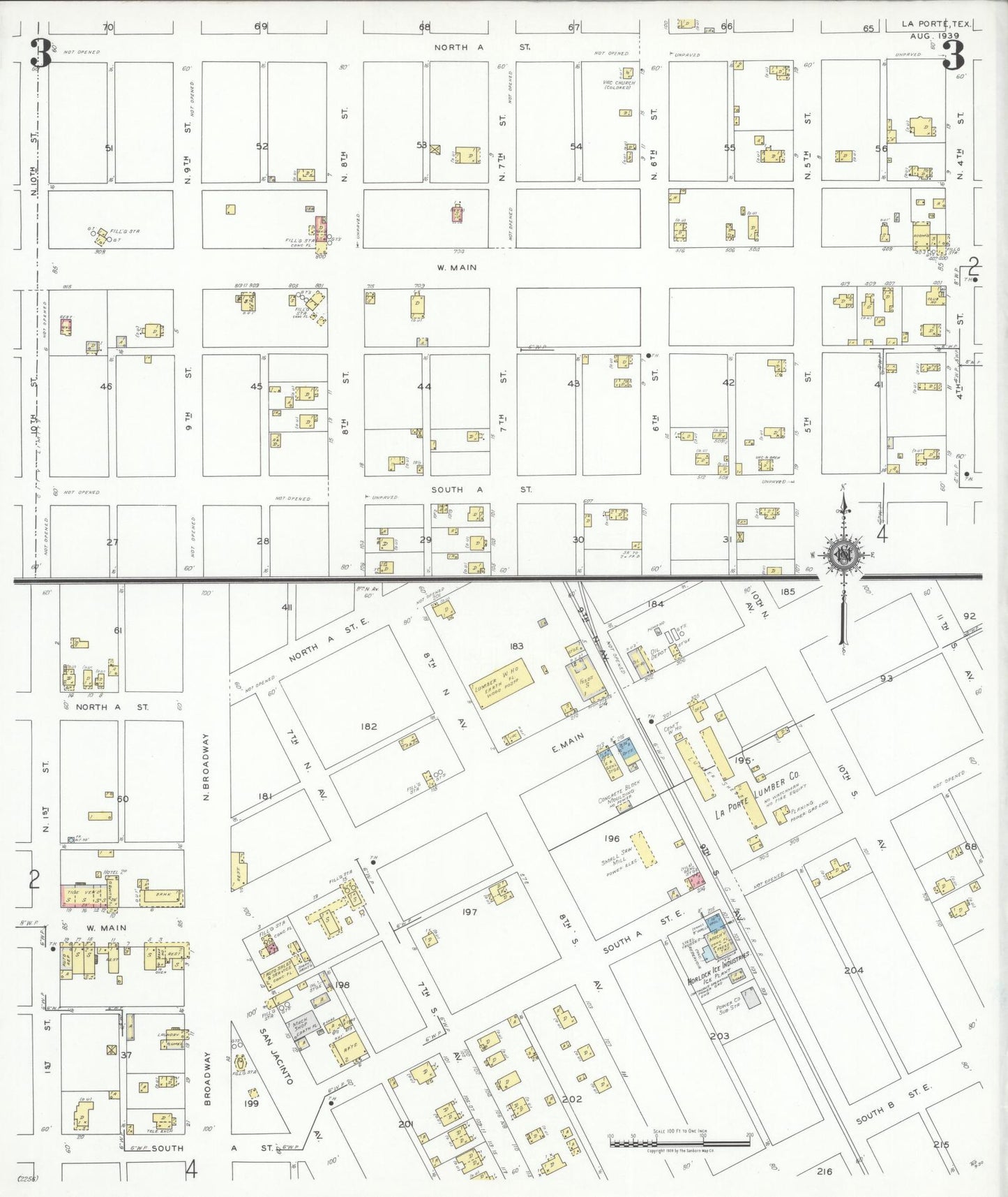 Sanborn Fire Insurance Map from La Porte, Harris County, Texas (1939), Sheet #0003 - Historic Sanborn Fire Insurance Map Print, vintage old map wall art, antique decor, genealogy gift, Texas Texas map