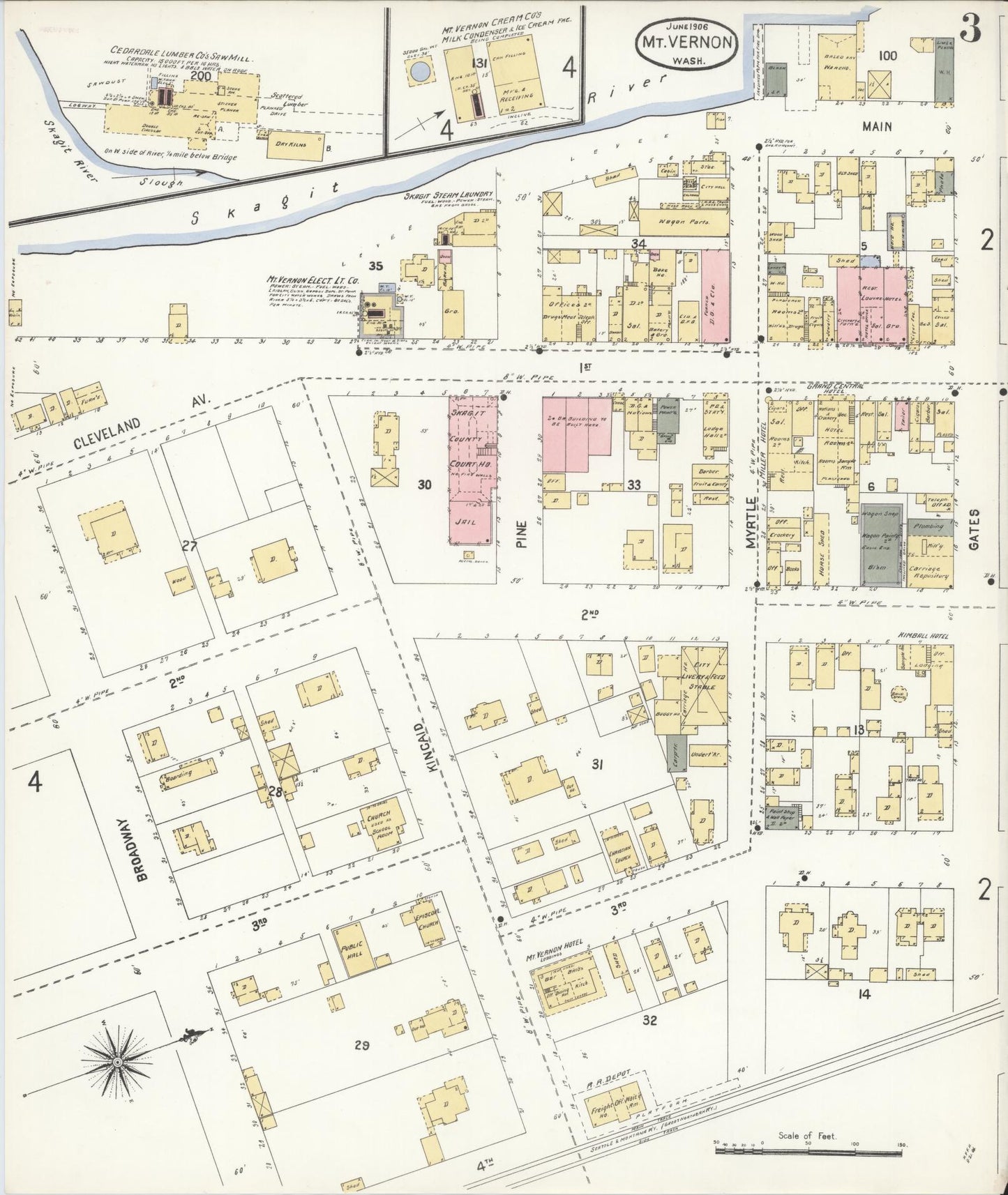 Sanborn Fire Insurance Map from Mount Vernon, Skagit County, Washington (1906), Sheet #0003 - Complete Map Set gallery image, historic Sanborn map, vintage wall art, Washington Washington