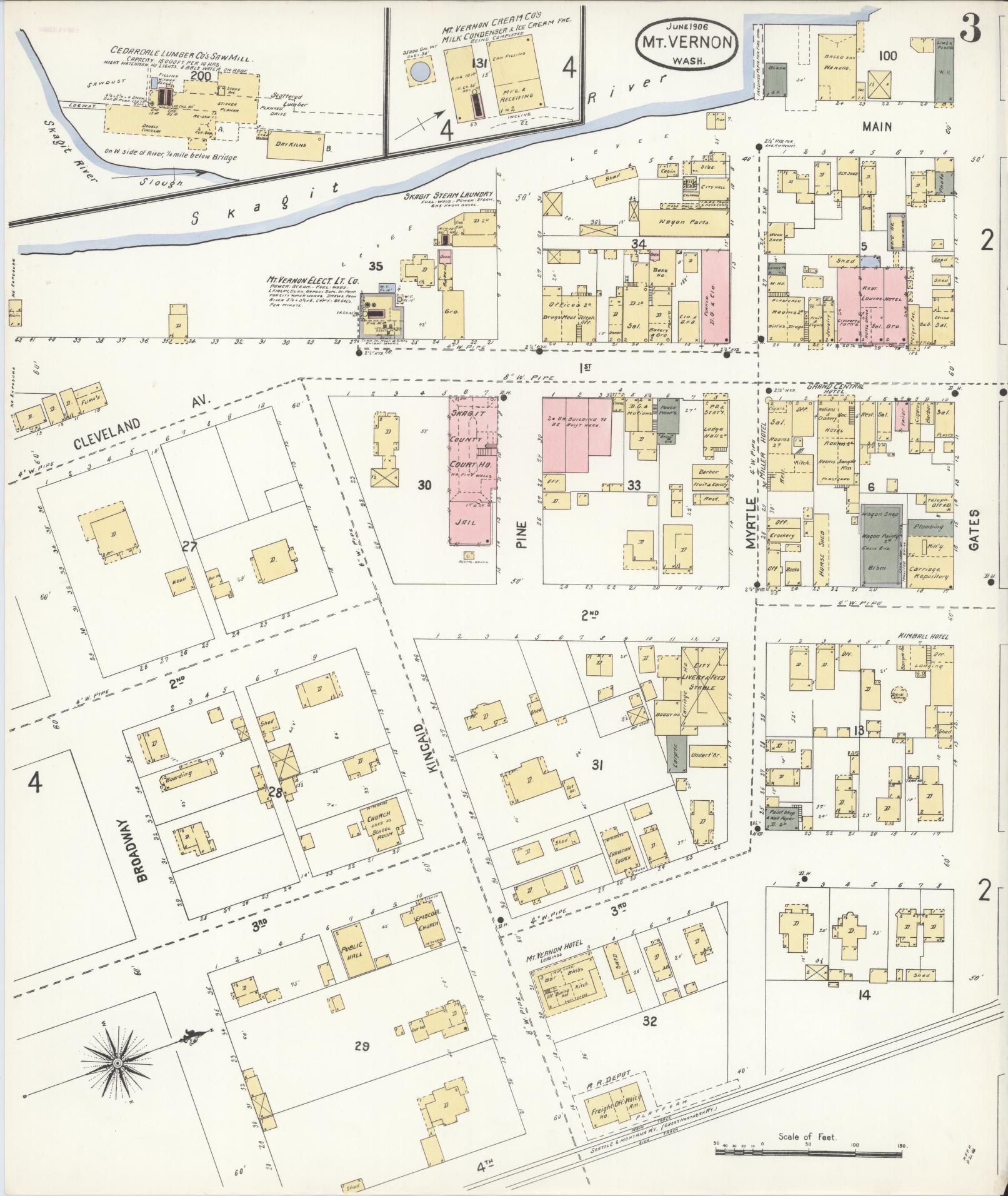 Sanborn Fire Insurance Map from Mount Vernon, Skagit County, Washington (1906), Sheet #0003 - Complete Map Set gallery image, historic Sanborn map, vintage wall art, Washington Washington