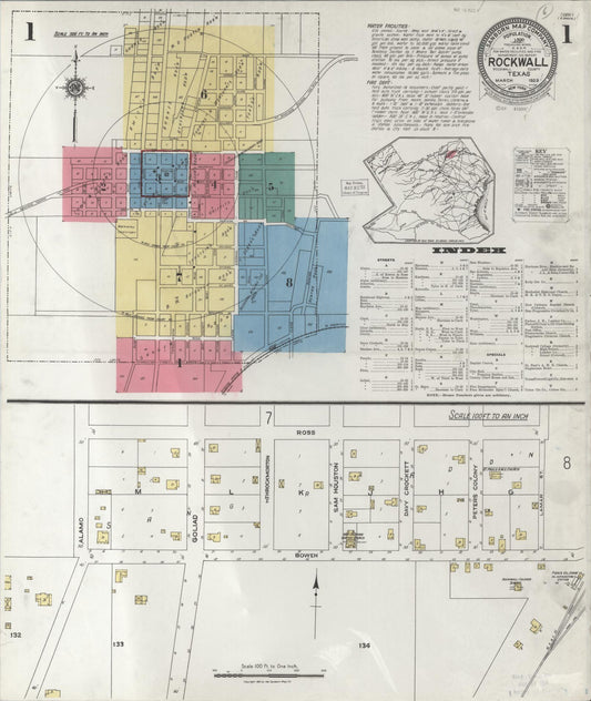 Sanborn Fire Insurance Map from Rockwall, Rockwall County, Texas (1923), Sheet #0001 - Complete Map Set gallery image, historic Sanborn map, vintage wall art, Texas Texas