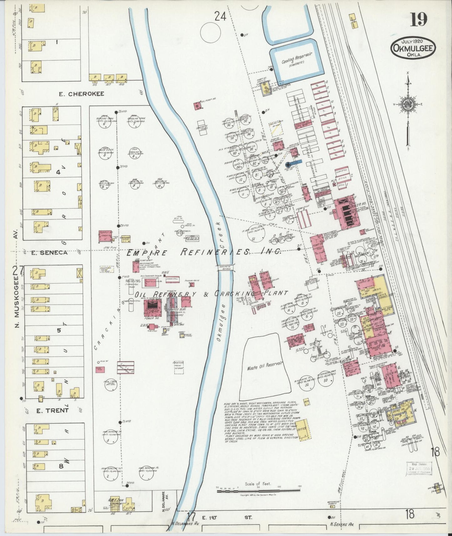 Sanborn Fire Insurance Map from Okmulgee, Okmulgee County, Oklahoma (1920), Sheet #0019 - Complete Map Set gallery image, historic Sanborn map, vintage wall art, Oklahoma Oklahoma