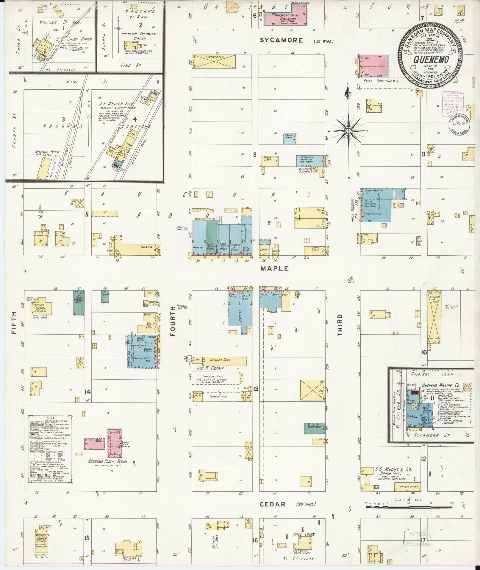 Sanborn Fire Insurance Map from Quenemo, Osage County, Kansas (1901), Sheet #0001 - Historic Sanborn Fire Insurance Map Print, vintage old map wall art, antique decor, genealogy gift, Kansas Kansas map