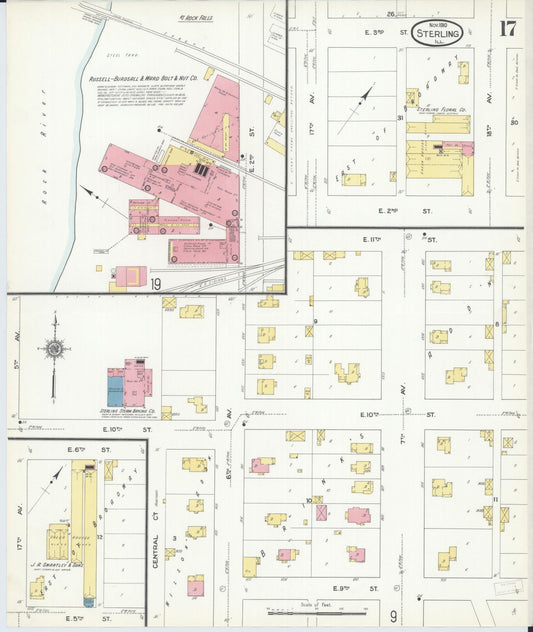 Sanborn Fire Insurance Map from Sterling, Whiteside County, Illinois (1910), Sheet #0017 - Historic Sanborn Fire Insurance Map Print, vintage old map wall art, antique decor, genealogy gift, Illinois Illinois map